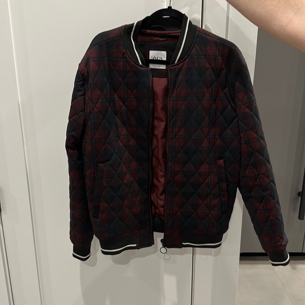 Zara men’s plaid bomber jacket size large